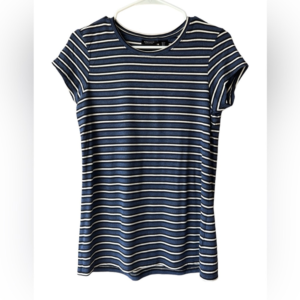 Jones and Co. Women's Striped Shirt Cap Sleeves Size Small Pullover